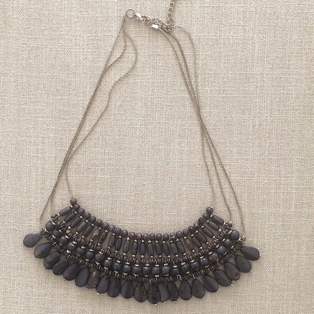 Accessorize Silver & Dark Blue Bead Necklace